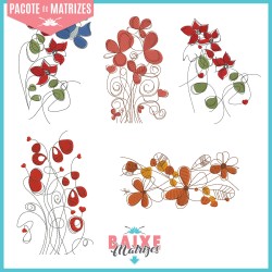 Pacote de Matrizes de Bordado - Flores Abstratas