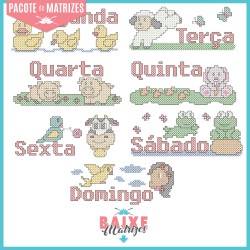 Pacote de Matrizes de Bordado - Coleção Semaninha Ponto Cruz